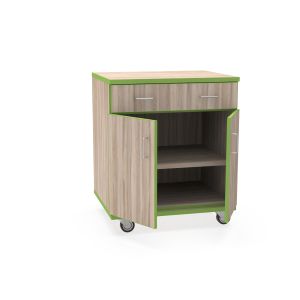 REplay® Mobile Base Cabinet Unit with Single Drawer Over Double Doors, Adjustable Shelf, and Casters - 24"W x 23"D x 35.5"H