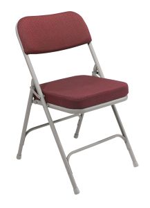 2 PACK National Public Seating 3200 Series Comfort Padded Metal Folding Chair-Burgundy