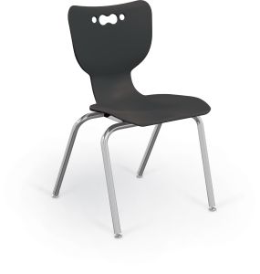 MooreCo Hierarchy 4-Leg School Chair, 18" Height, Chrome Frame, Black Shell
