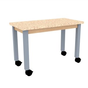 Diversified Spaces PerpetuLab Science Lab Table with Wheels, Plain Apron, Steel Legs, and ShopTop Top - 24" x 72"