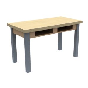 Diversified Spaces PerpetuLab Science Lab Table with Book Compartments, Steel Legs, and Butcher Block Top - 21" x 60"