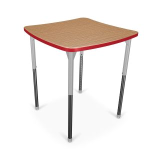 MooreCo Hierarchy Creator Desk – Square (ADA) – Standing Height Legs (Platinum), 27" – 42"H x 40.6"W x 40.6"D