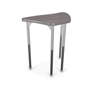 MooreCo Hierarchy Creator Desk – Hexagonal Trapezoid – Standing Height Legs (Platinum), 27" – 42"H x 31.6"W x 19.4"D