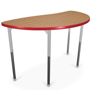 MooreCo Hierarchy Creator Desk – Half Round (ADA) – Standing Height Legs (Platinum), 27" – 42"H x 39.5"W x 21.9"D