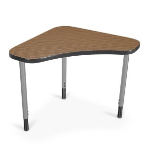 MooreCo Hierarchy Boomerang Desk – Platinum, 22" – 32"H x 36.7"W x 24"D
