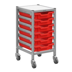 Gratnells Dynamis Low Single Cart in with 6 Shallow Trays