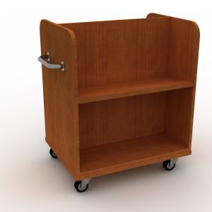 Mobile Double Sided Book Truck with 1 Angled Shelf per side, 4 Casters, 2 Bar Handles - 30"W x 36"H x 23"D