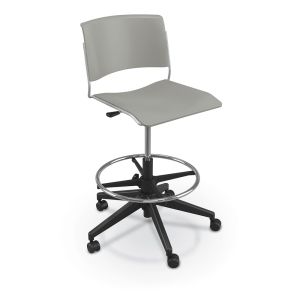 MooreCo Akt 5-Star Stool with Soft Casters - Morning Fog, 35.5"- 42.5" H x 27.5" W x 27.5" D