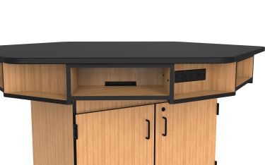 NPS® 6-Person Workstation, Chem-Res Top, Cabinet Base, Book Boxes, Power Strips