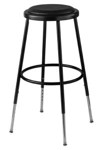 NPS 6400 Series Height Adjustable 25"-33" Black Vinyl Padded Stool