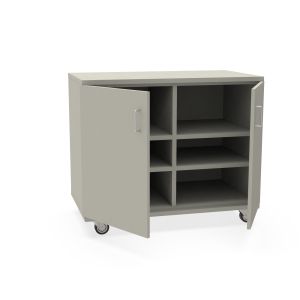 REplay® Mobile Base Cabinet Unit with Double Doors, 1 Vertical Divider, 4 Adjustable Shelves, and Casters - 48"W x 23"D x 35.5"H