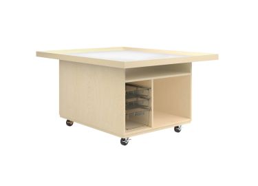 Diversified Spaces Robotics Workstation with Tote Trays, Maple, 61"W x 49" D x 32" H