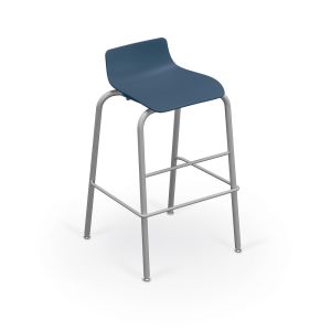 MooreCo Hierarchy Low Back 4-Leg Stool – 24" (Platinum), 29"H × 20.5"W × 19"D