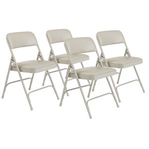 4 PACK National Public Seating 1200 Series Vinyl Padded Folding Chair-Gray