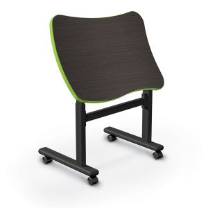 MooreCo Height Adjustable Flipper Desk, Beluga, 28.5" – 45"H x 34"W x 24"D