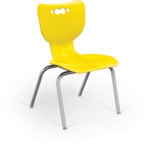 MooreCo Hierarchy 4-Leg School Chair, 14" Height, Chrome Frame, Yellow Shell