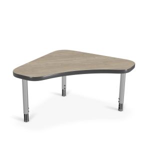 MooreCo Hierarchy Boomerang Desk – Youth Height Legs (Platinum), 12" – 18"H x 36.7"W x 24"D