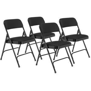 4 PACK National Public Seating 2200 Series Fabric Padded Metal Folding Chair-Black