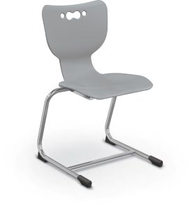 MooreCo Hierarchy Cantilever School Chair, 18" Height, Chrome Frame, Grey Shell