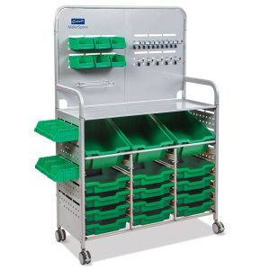 Gratnells MakerSpace Cart with Fixtures Pack, 3 Deep and 12 Shallow Trays