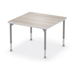 MooreCo Hiearchy Square Activity Table, Standard Height Platinum Legs, 22" – 32"H x 48"W x 48"D
