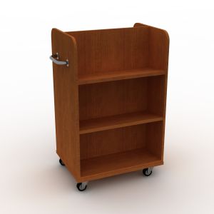 Mobile Double Sided Book Truck with 2 Angled Shelves per side, 4 Casters, 2 Bar Handles - 30"W x 48"H x 23"D