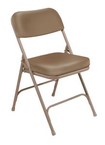 2 PACK National Public Seating 3200 Series Comfort Vinyl Padded Metal Folding Chair-Beige