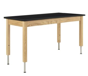 Diversified Spaces PerpetuLab Science Lab Table with Adjustable Height, Wood Legs, and ChemGuard Top - 30" x 60"