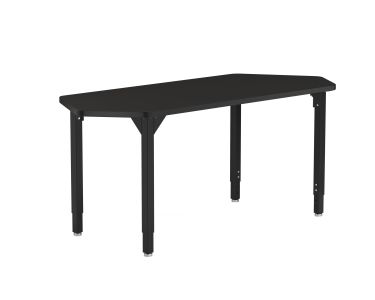 NPS® Heavy-Duty Height Adjustable Activity Table, 24" x 54" Hex, Chem-Res Top, Black Legs