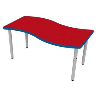 ELO® Tide 30"D x 54"L Table with 3mm Edge HPL Top and 2" Pin Adjustable Straight Round Legs