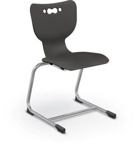 MooreCo Hierarchy Cantilever School Chair, 18" Height, Chrome Frame, Black Shell