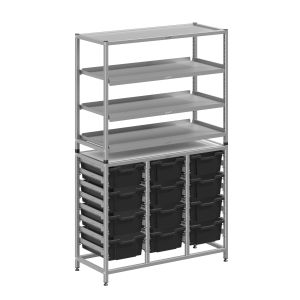 Gratnells Dynamis Tall Storage Unit with 3 Shelves and 12 Deep Trays