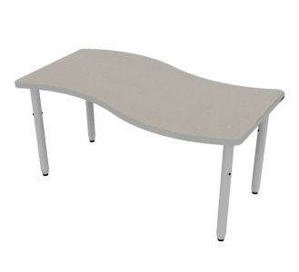 ELO® Tide 30"D x 54"L Table with Beveled Lotz Armor Edge™ HPL Top and 2" Pin Adjustable Straight Round Legs
