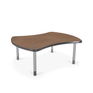 MooreCo Hierarchy Quad Desk (Small) – Youth Height Legs (Platinum), 12" – 18"H x 41.7"W x 32.7"D