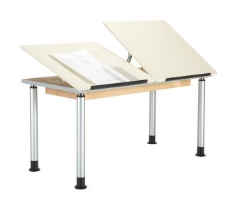 Diversified Spaces Height Adjustable Drawing Table, Double Top