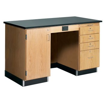 Diversified Spaces 5' Instructor's Desk with Drawers & Cabinet - Epoxy Top, Left
