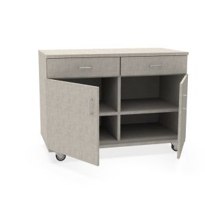 REplay® Mobile Base Cabinet Unit with Top-Split Drawers Over Double Doors, 1 Vertical Divider, 2 Adjustable Shelves, and Casters - 48"W x 23"D x 35.5"H