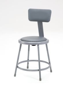 NPS Vinyl Padded Lab Stool with Backrest - 18" Seat Height