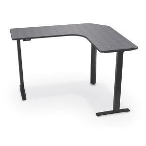 MooreCo Elate Electric Adjustable Height 3-Leg Desk, Right Return, 30" D with Black Frame