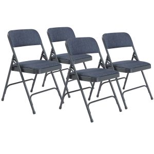 4 PACK National Public Seating 2200 Series Fabric Padded Metal Folding Chair-Navy Blue