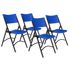 4 PACK National Public Seating 600 Series Resin Plastic Folding Chair Commercial-Blue