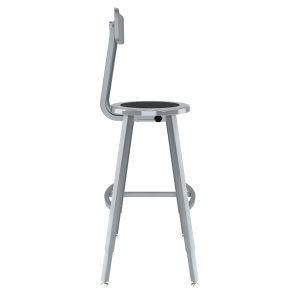 NPS® 24-32" Height Adjustable Titan 1000 LB Stool with Backrest, Black Steel Seat, Grey Frame