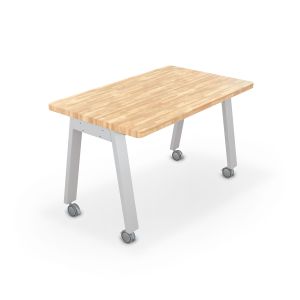 MooreCo Compass Makerspace Table with Butcher Block Top, Standard Height, 29.6"H x 60"W x 30"D