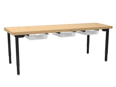 NPS® Heavy-Duty Designer Table, 48" x 96", Butcherblock Top, 4 Tote Kits