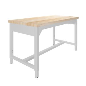 Diversified Spaces Adjustable Fab-Lab Workbench - Butcher Block Top - Light Gray Frame - 30" x 72"