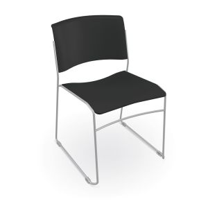 MooreCo Akt Stacking Chair - Black, 30" H x 20" W x 22.5" D
