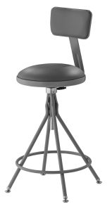 NPS 6500 Series Height Adjustable 24"-28" Gray Swivel Stool with Backrest