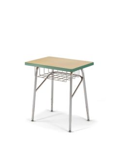 USACapitol Aptitude Adjustable Desk, 20" D x 27" W, with Book Basket, XL Laminate Top and Spray Edge