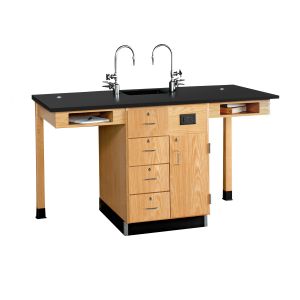 Diversified Spaces 2 Station Service Center with Multi-Storage, Book Cubbies - Epoxy Top