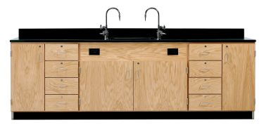 Diversified Spaces Wall Service Bench with Multi-Storage - Phenolic Top